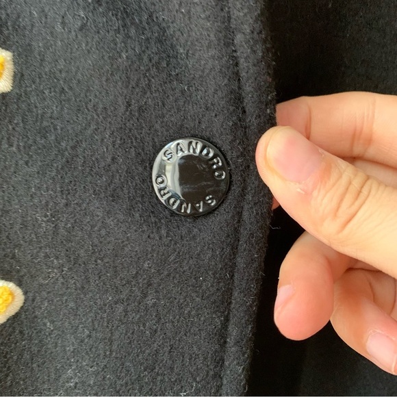 SANDRO Wool-Blend and Leather Varsity Jacket Sz 36/ US S - Picture 10 of 16